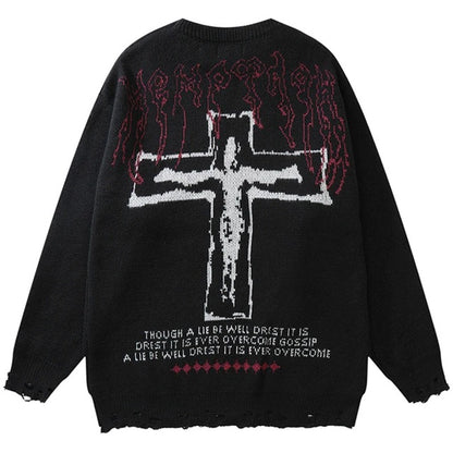 Y2K Grunge Ripped Knit Sweater