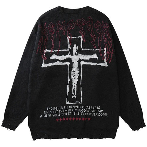 Y2K Grunge Ripped Knit Sweater