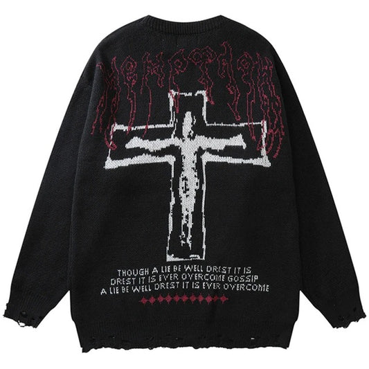Y2K Grunge Ripped Knit Sweater