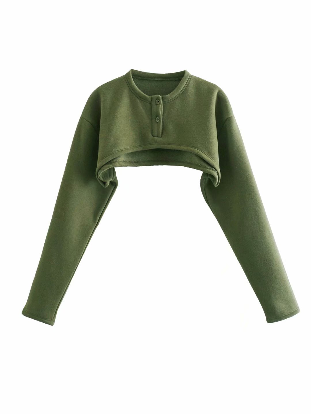 Button-Up Crop Sleeve Shirt