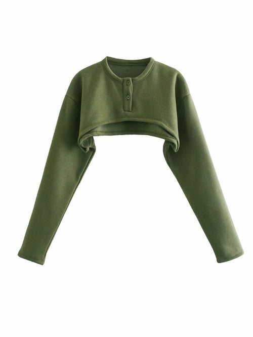 Button-Up Crop Sleeve Shirt
