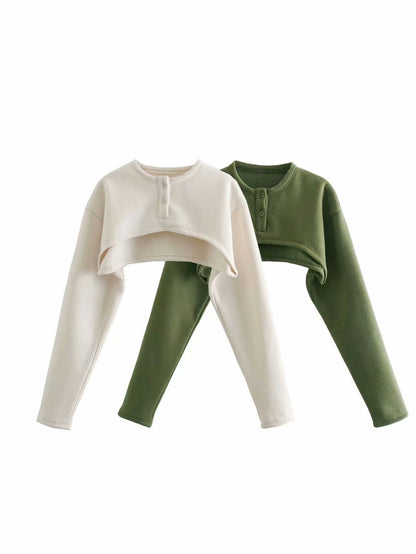 Button-Up Crop Sleeve Shirt