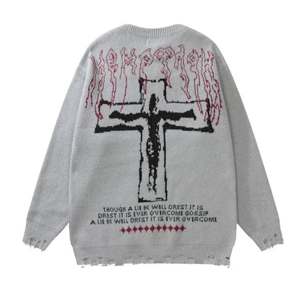 Y2K Grunge Ripped Knit Sweater