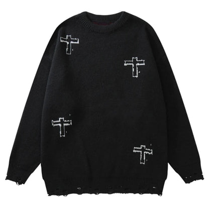 Y2K Grunge Ripped Knit Sweater