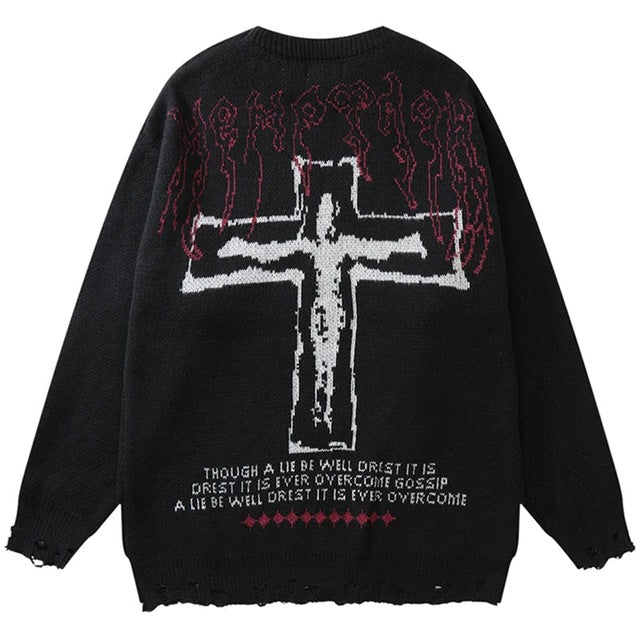 Y2K Grunge Ripped Knit Sweater