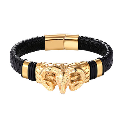 Stainless Steel Braided Horns Bracelet