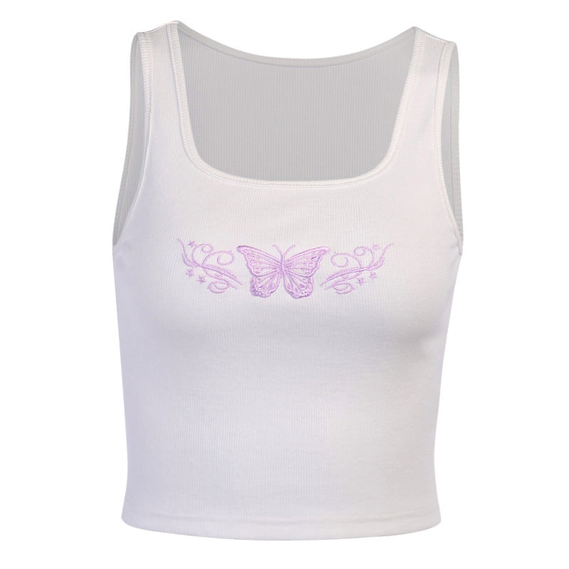 Embroidered Butterfly Tank Top