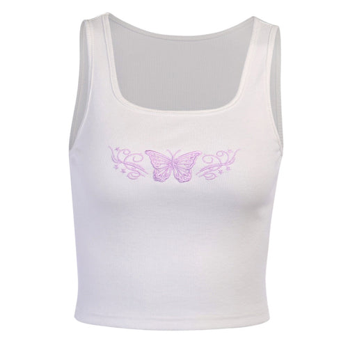 Embroidered Butterfly Tank Top