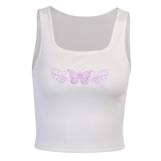 Embroidered Butterfly Tank Top