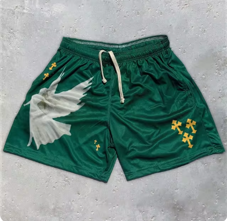 Y2K Angel Print Gym Shorts