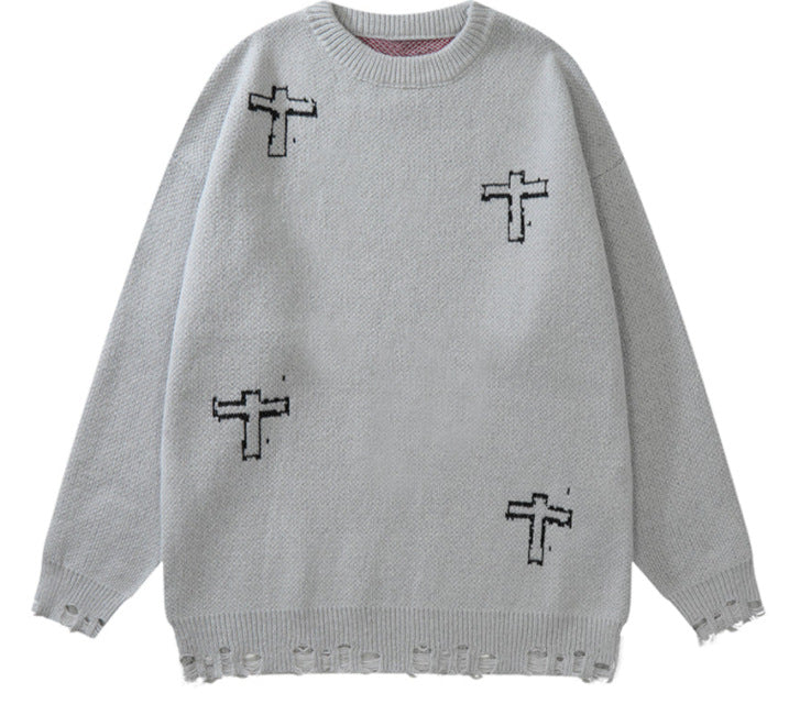 Y2K Grunge Ripped Knit Sweater