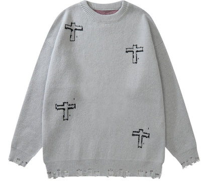 Y2K Grunge Ripped Knit Sweater