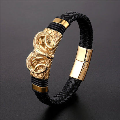 Stainless Steel Braided Horns Bracelet