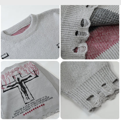 Y2K Grunge Ripped Knit Sweater