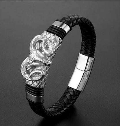 Stainless Steel Braided Horns Bracelet