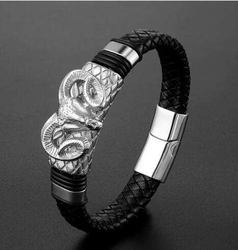 Stainless Steel Braided Horns Bracelet